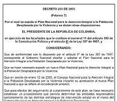 DECRETO  250 DEL 2005