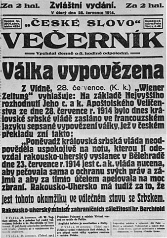 Austria-Hungary declares war on Serbia