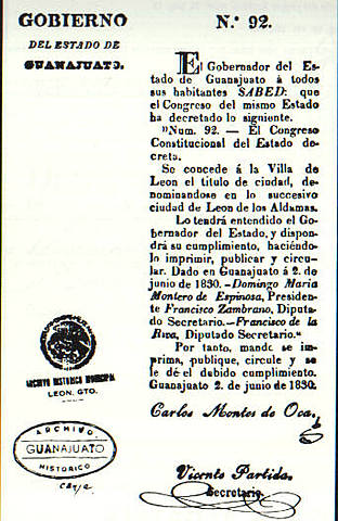 Guanajuato obtiene el título de ciudad.