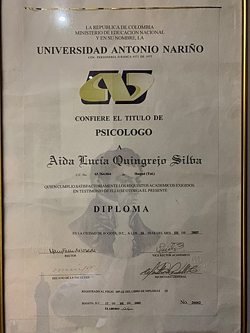 Graduación de psicóloga de Aida Quingrejo, Mamá de Marcela Mazo