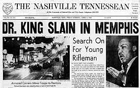 In April 4, 1968 Martin Luther King was struck by a shot from a high-powered rifle. He died at a hospital at the age of 39.