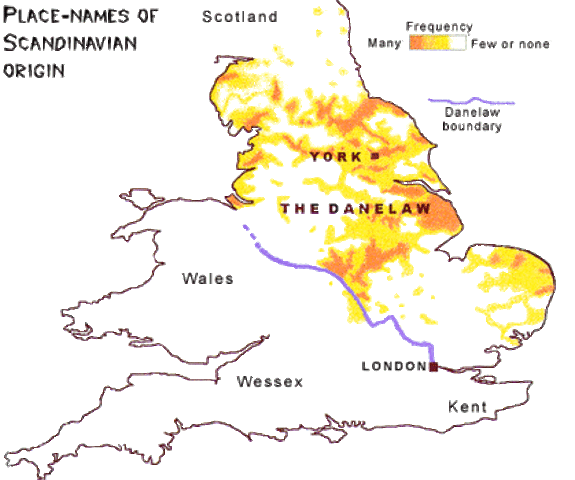 The Danelaw is established in England