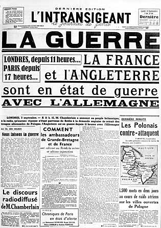 Francia y Reino Unido le declaran la guerra a Alemania