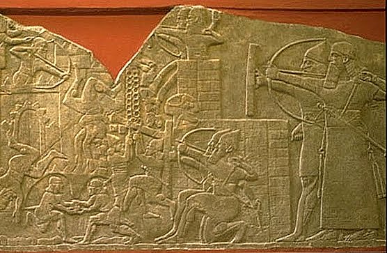 Ejercito Asirio sitiando una fortaleza (Mes.)