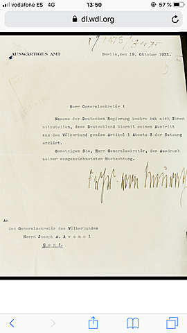 Alemania abandona la Sociedad de las Naciones