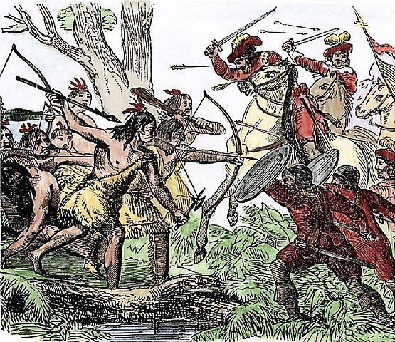 Juan Ponce de Leon Falls to the Natives