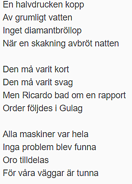 Dikt #7 postum Katastrofen. "En skakad verklighet"