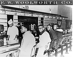 four black college students sat down at a “whites-only”