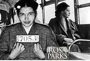 Rosa Parks refused to give up her seat on a Montgomery City Bus and was arrested.