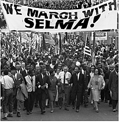A march from Selma to Montgomery to fight for voting rights begins.