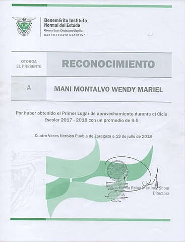 RECONOCIMIENTO DE TERCERO DE BACHILLER