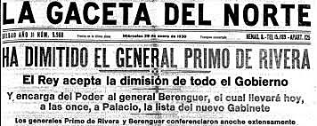 Dimisión de Primo de Rivera