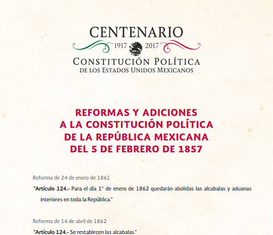 Reformas a la Constitución Política de la República Mexicana del 5 de 1857 febrero de