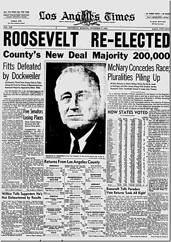Roosevelt re-elected