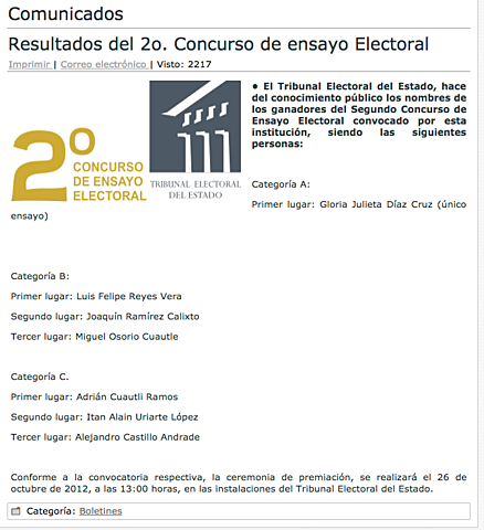 2º Lugar Concurso Electoral del Estado