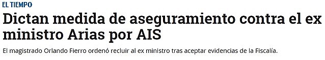 MEDIDA DE ASEGURAMIENTO A ARIAS