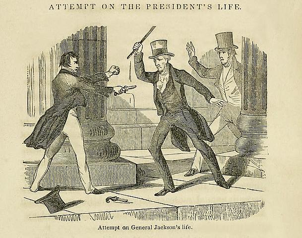 Crockett prevents an assassination attempt on Andrew Jackson.