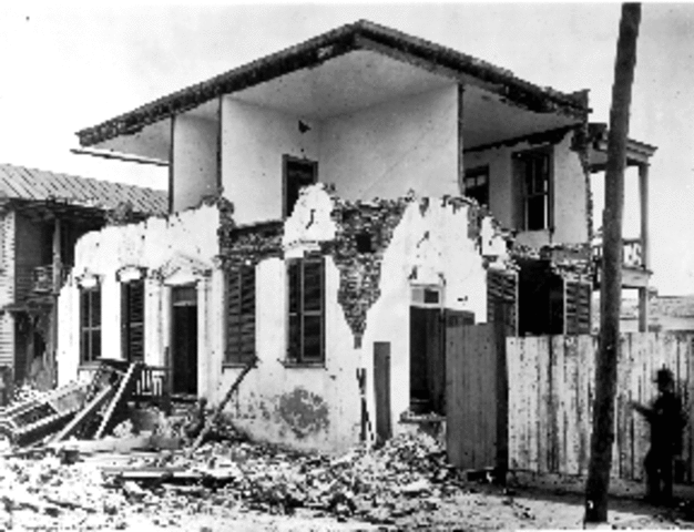 destroyed biulding still standing from new madrid earthquake of 1812