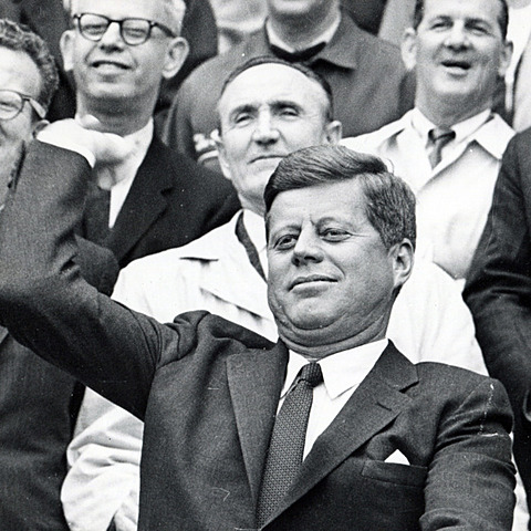 John F. Kennedy takes aggressive stance