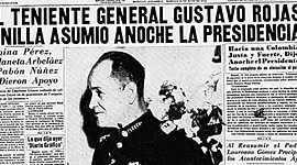 Timeline: El&nbsp;Golpe de Estado en Colombia en 1953&nbsp;fue realizado contra el presidente&nbsp;Laureano Gómez&nbsp;por el general&nbsp;Gustavo Rojas Pinilla, comandante general de las Fuerzas Militares de Colombia.