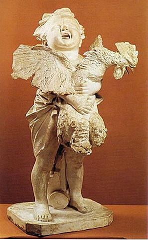 Bambino con gallo