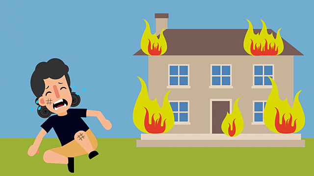 Das Gebäude in Brand