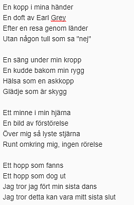 Dikt #11 postum Katastrofen. "Ett land av te"