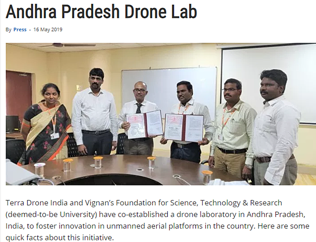 Terra Drone sets up drone lab at Vignan's in AP