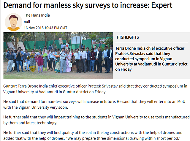 TDI conducts drone symposium at Vignan's