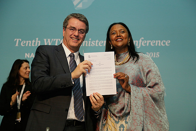 Diciembre de 2015. La Décima Conferencia Ministerial de la OMC se celebró en Nairobi (Kenia) del 15 al 19 de diciembre de 2015.