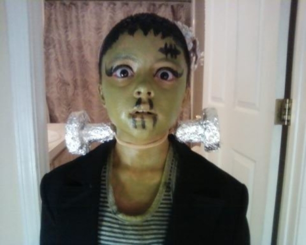Yazzy is Frankenstein's daughter for Halloween-scccaaaaaarrrrrry!!!!!!!!!