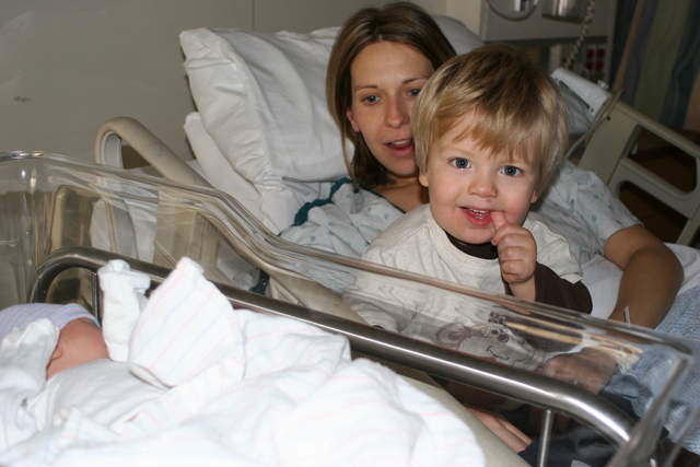 Emery meets her big brother Noah