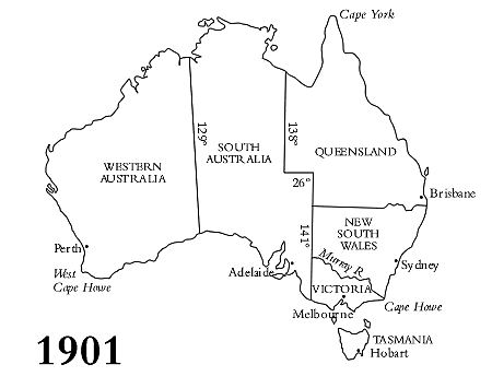 Australia wholly divided into 6 countries