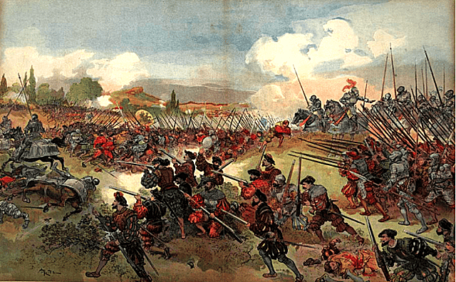 1544: France defeats a German-Spanish army in the battle of Cerisoles.