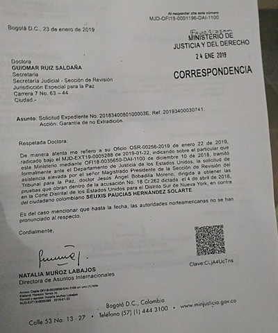 Documento de la JEP nunca llego