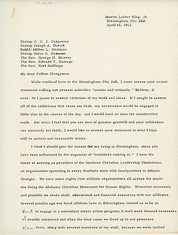 Martin Luther King Jr. Birmingham jail Letter