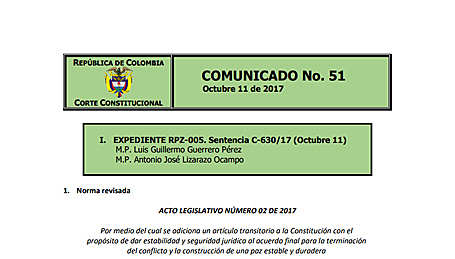 Corte Constitucional declara exequible al Acto Legistativo 2