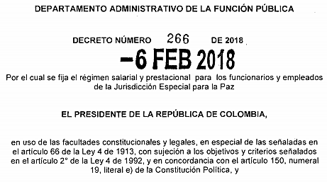 Decreto que fija el régimen salarial y prestacional de la JEP