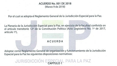 Presentación del Reglamento General de la JEP