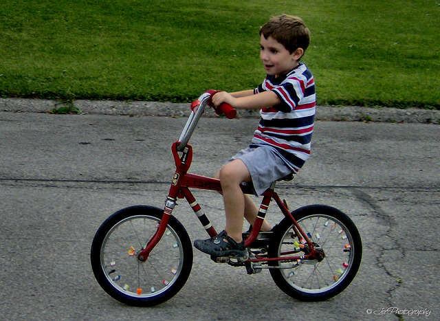 Learned to ride a bike without training wheels.