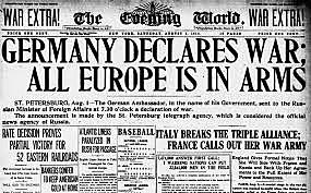 Germany declare on Russia, France and Belgium