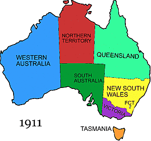 Australia wholly divided into six colonies
