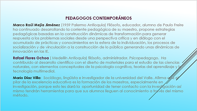 Pedagogos  contemporáneos en Colombia