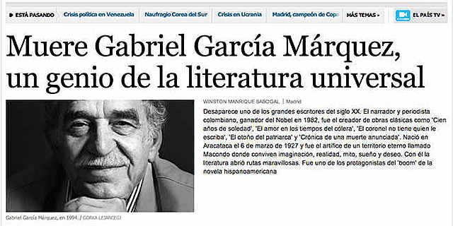 MUERTE DE GABRIEL GARCIA MARQUEZ