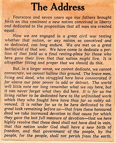 Lincoln delivers the Gettysburg Address