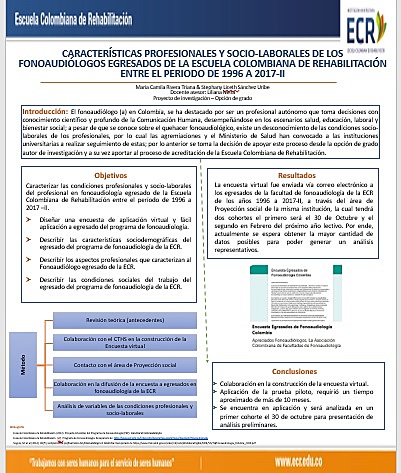 Participación como ponente modalidad poster  en el 22 encuentro nacional de estudiantes de Fonoaudiología