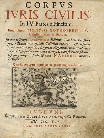 Corpus iuris civilis di Giustiniano (Bisanzio)