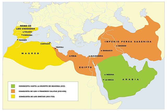 Comienza la expansión del Islam fuera de Arabia.