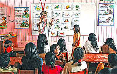 Enseñanza del alfabeto a los indígenas