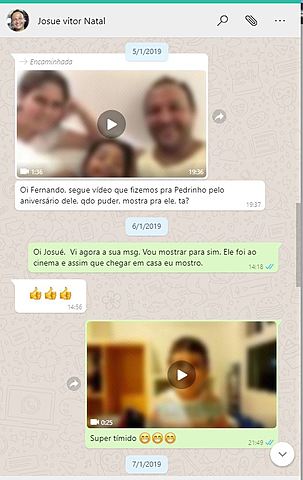 Mensagem do padrinho e madrinha do Pedro no dia do seu aniversário.